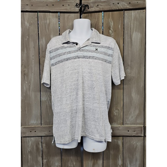 Other - Hurley Men's Gray Short Sleeve Polo Size Large Striped Golf Shirt